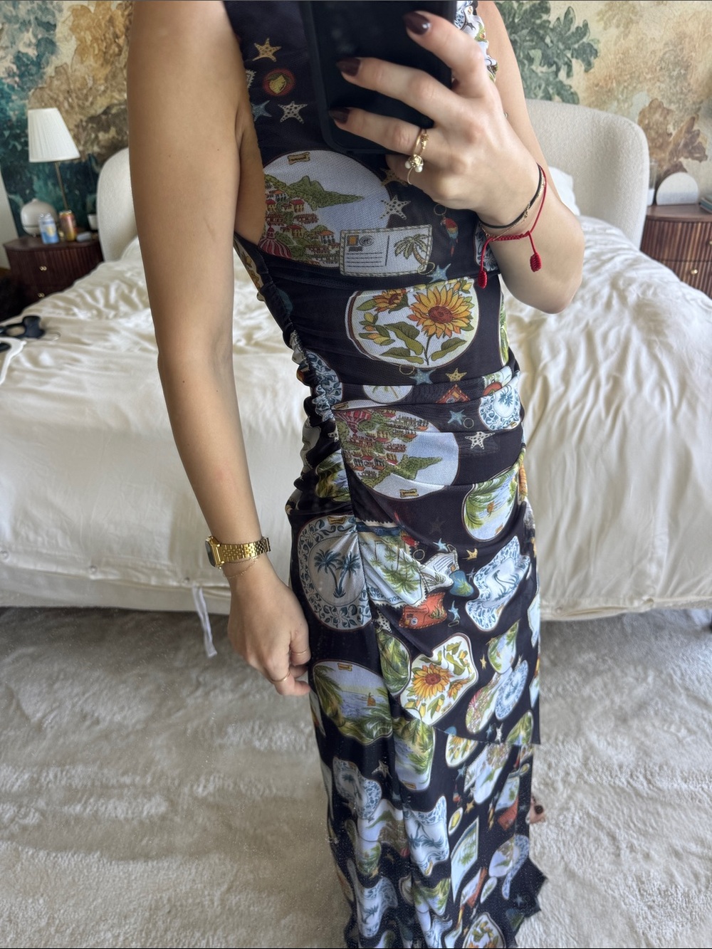 FARM Rio Black Sleeveless Maxi Dress with Plate Print - Picture 4 of 4